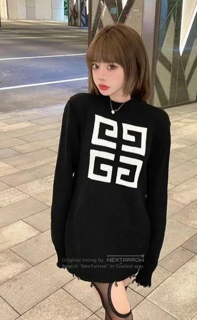 Givenchy Givenchy Black Destroyed Big Logo Knit Sweater (XL Size) Size US XL / EU 56 / 4 - 6 Thumbnail