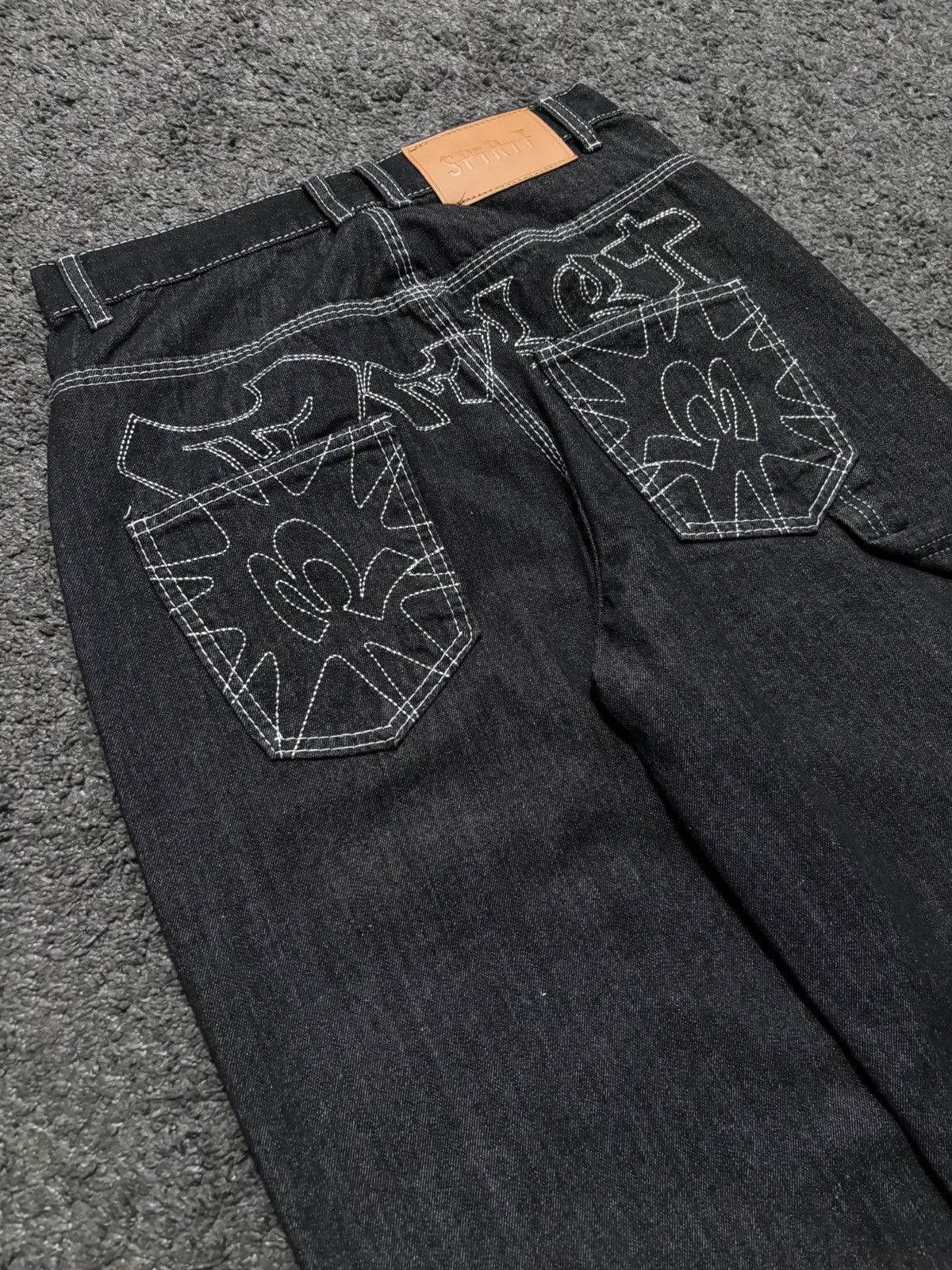 Vintage Vintage very rare embroidered spirit dark gray baggy jeans Size US 30 / EU 46 - 5 Thumbnail