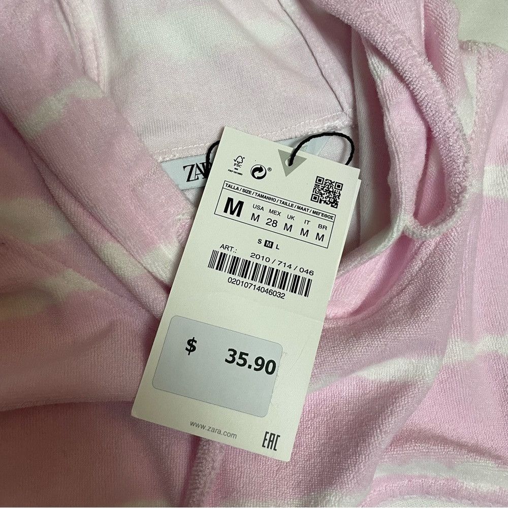 Zara NWT New Zara Pink White Stripes Cropped Hoodie Size M Size M / US 6-8 / IT 42-44 - 8 Thumbnail