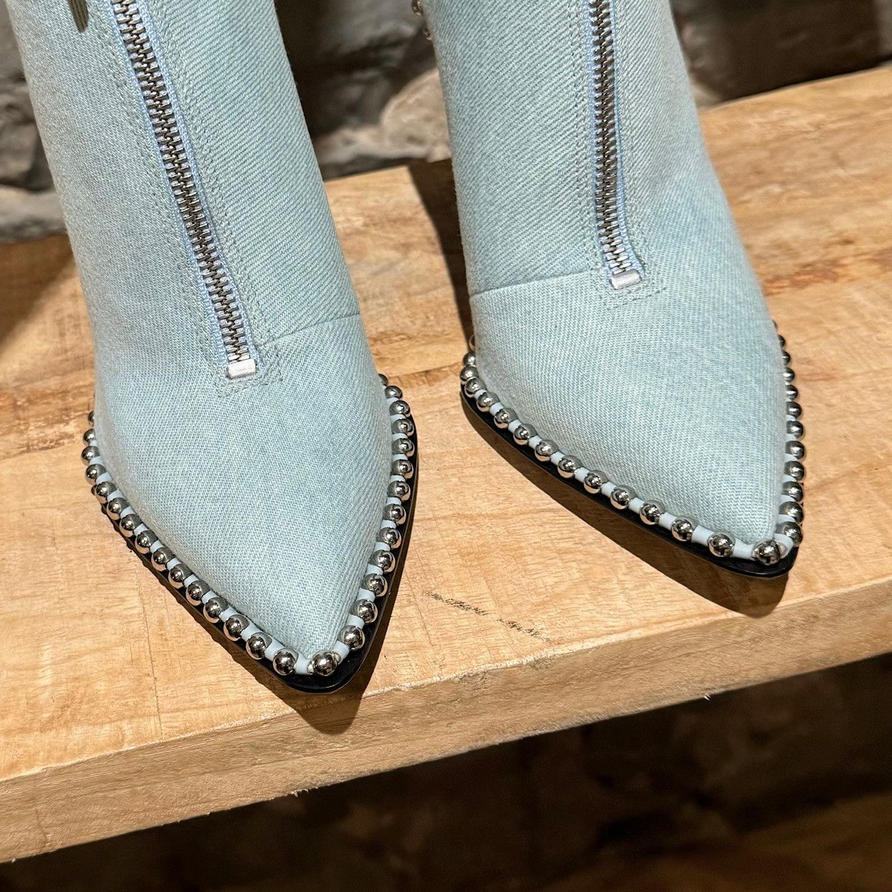 Alexander Wang Alexander Wang Light Blue Denim Eri Studded Ankle Booties Size US 5 / IT 35 - 4 Thumbnail