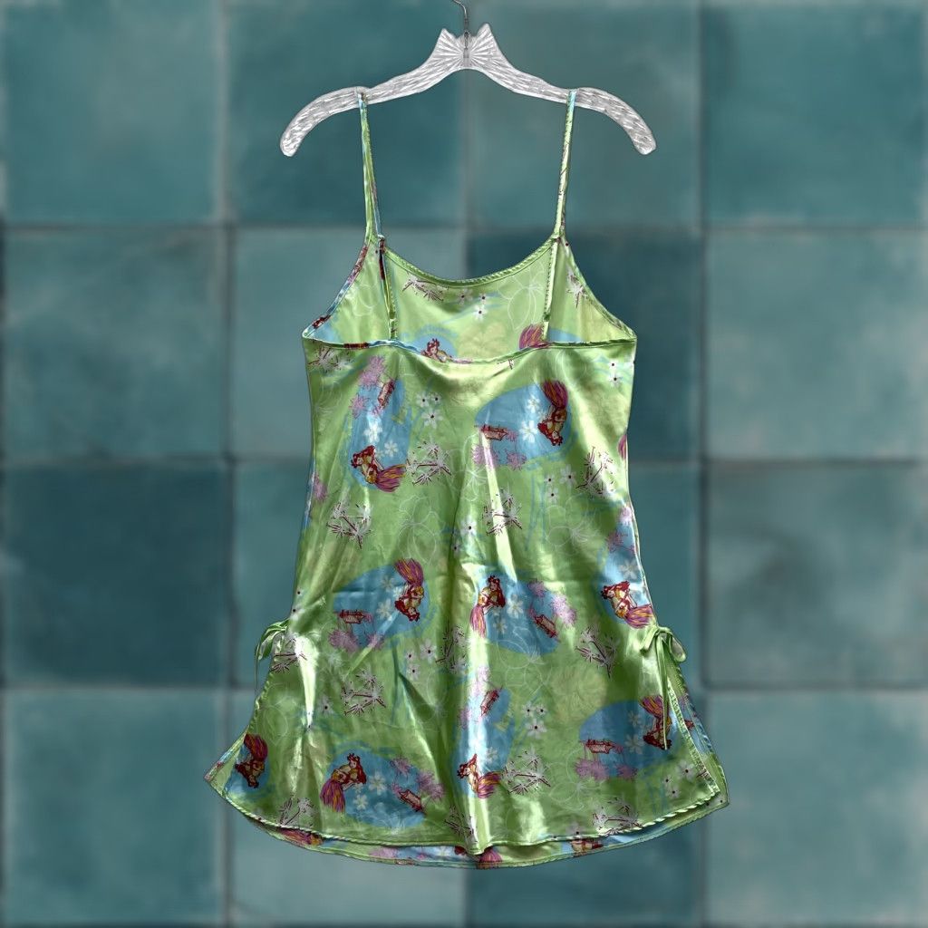 Vintage VINTAGE Y2K Slip Dress Medium Green Floral Satin Hawaiian Hoola Coconut Girl Mens Size M / US 6-8 / IT 42-44 - 1 Thumbnail