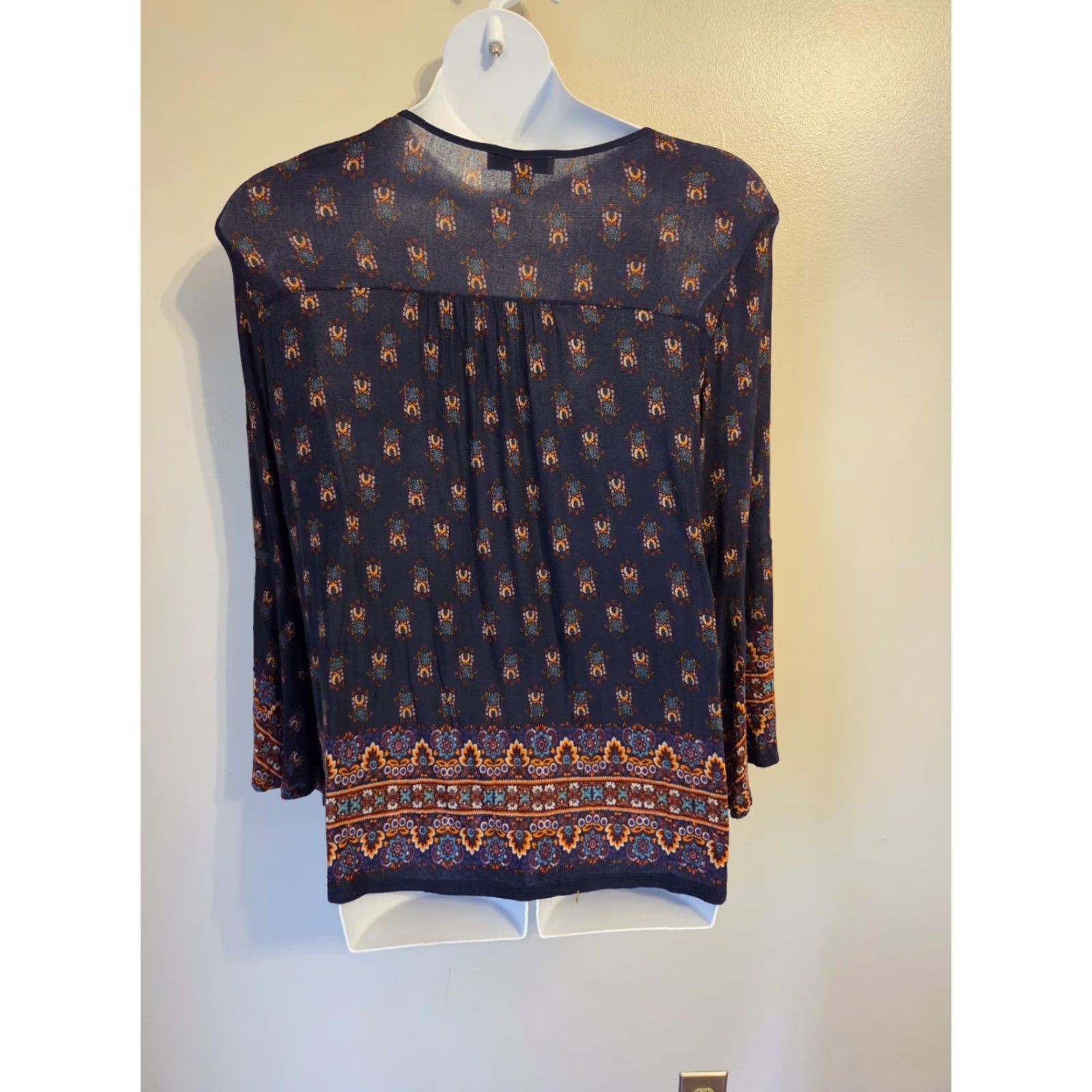 Vintage VINTAGE America Blues Navy Blue Embroidered Stretchy Sheer Top Hippie Boho XL Shirt Womens Size XL / US 12-14 / IT 48-50 - 6 Thumbnail