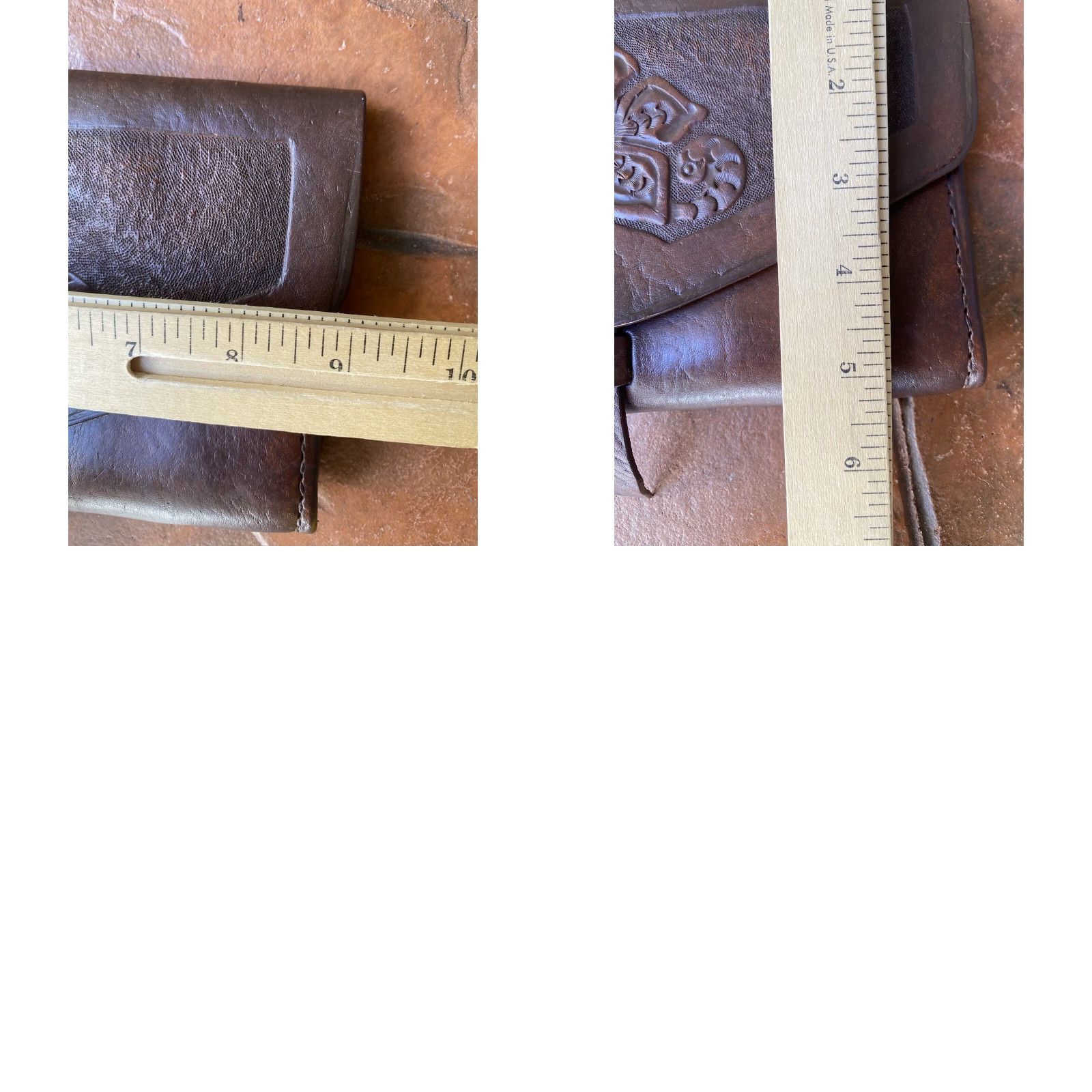 Vintage VINTAGE Leather Western Hand Tooled Embossed Clutch Envelope Purse Bag 9" Brown Women Clutch Western Bag Size ONE SIZE - 10 Thumbnail
