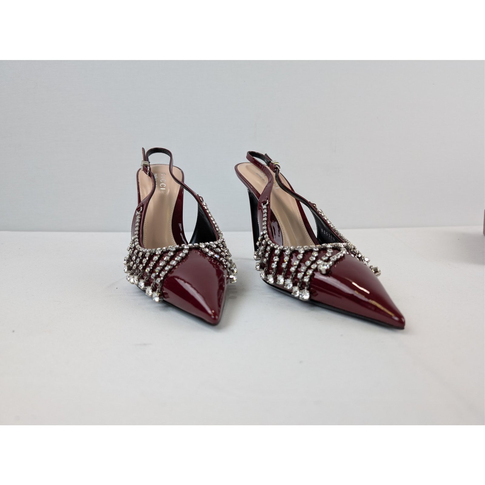 Gucci o1rshd1 Vernice crystal patent leather slingback pump Sandal Size US 9.5 / EU 42-43 - 6 Thumbnail