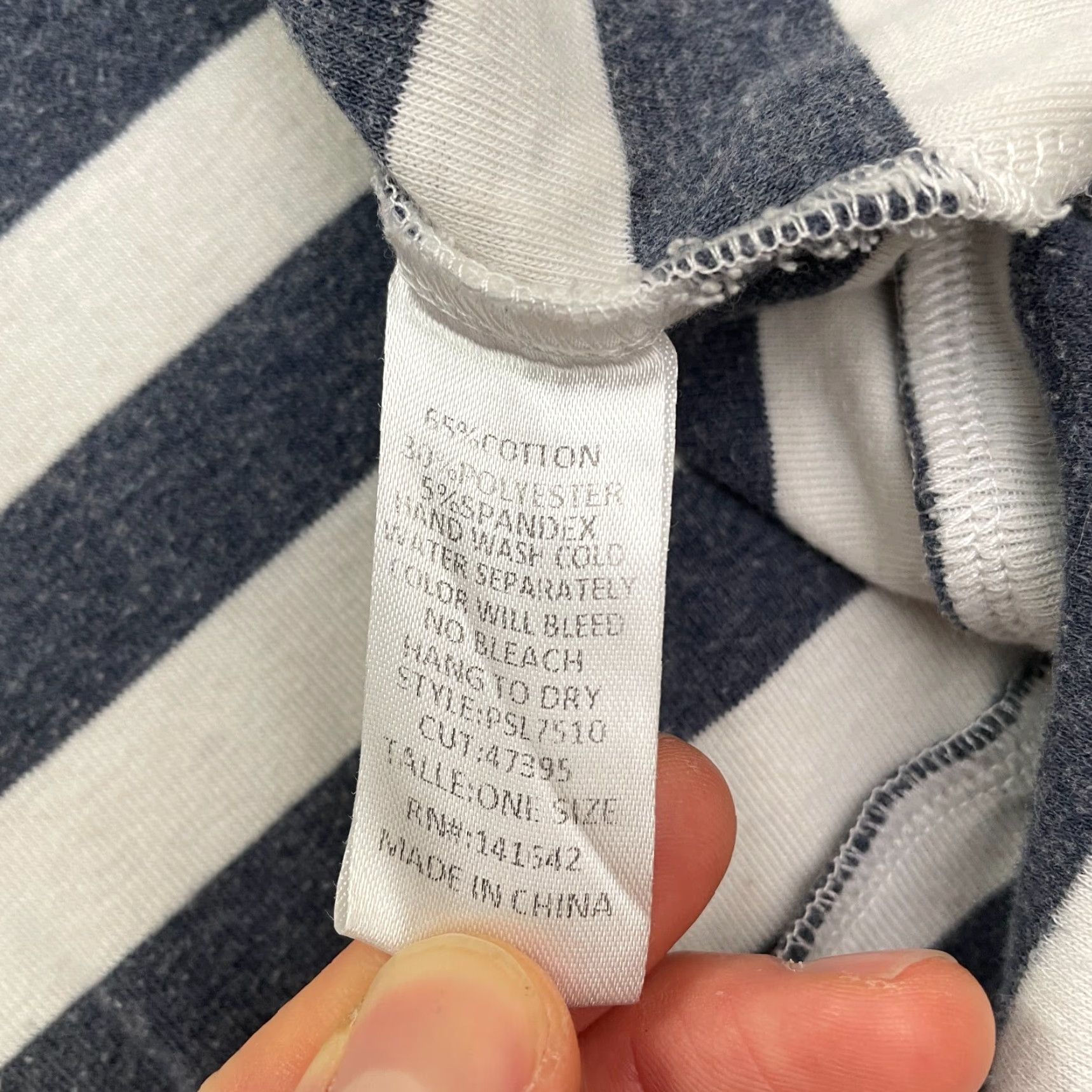 Vintage Unbranded Blouse Womens One Size Blue White Striped Crew Dolman Sleeve Casual Size ONE SIZE - 5 Thumbnail