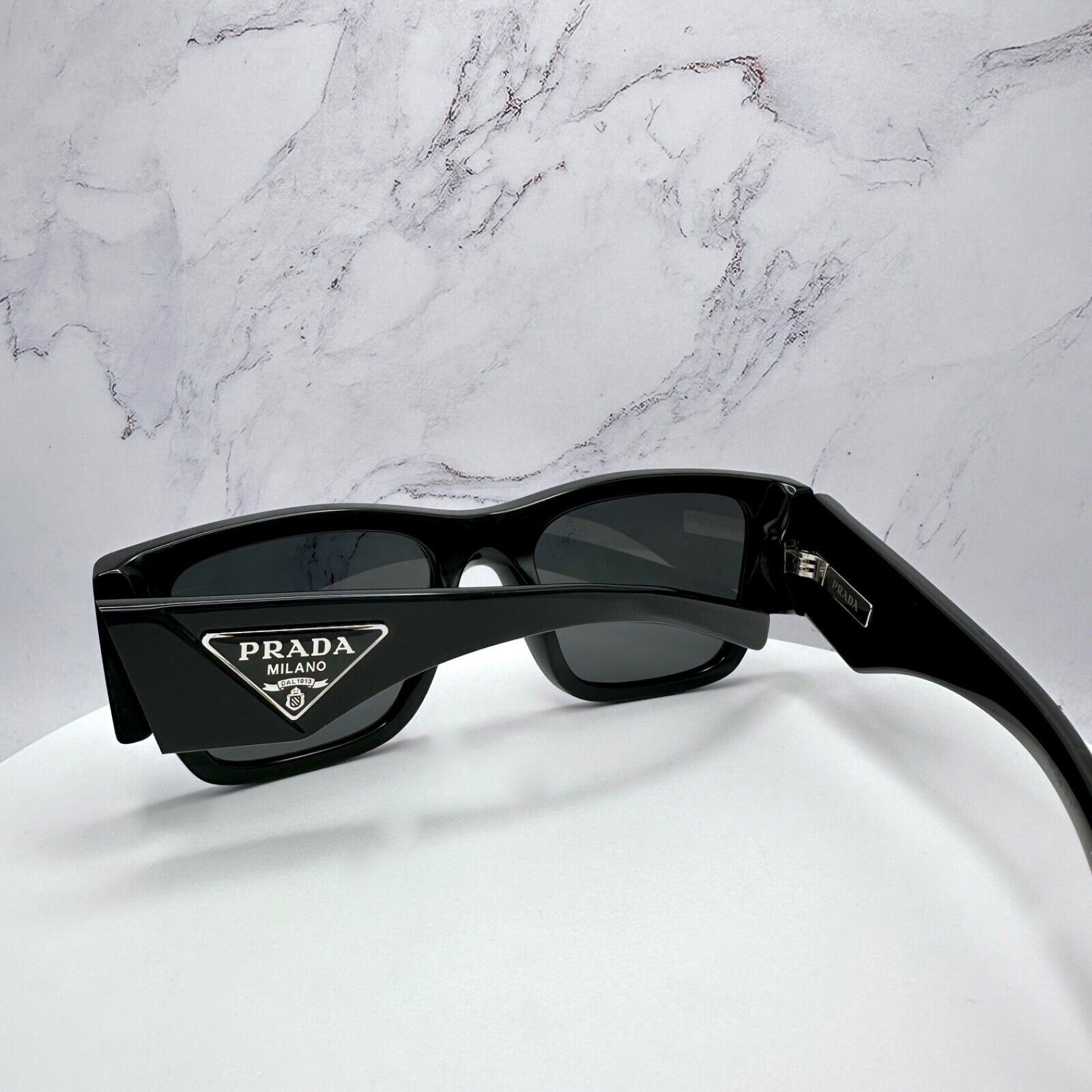 Prada New Prada Sunglasses Black Square Oversized Triangle Plaque Size ONE SIZE - 20 Thumbnail