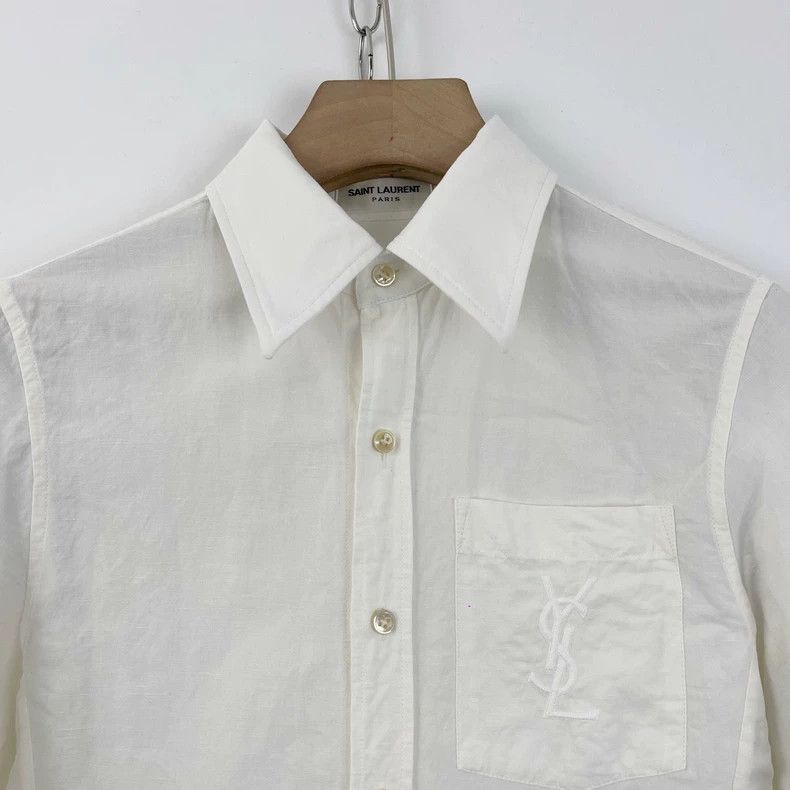 Saint Laurent Paris Saint Laurent ParisEmbroidered logo shirt with pocket shir Size XXS / US 00 / IT 34 - 4 Thumbnail