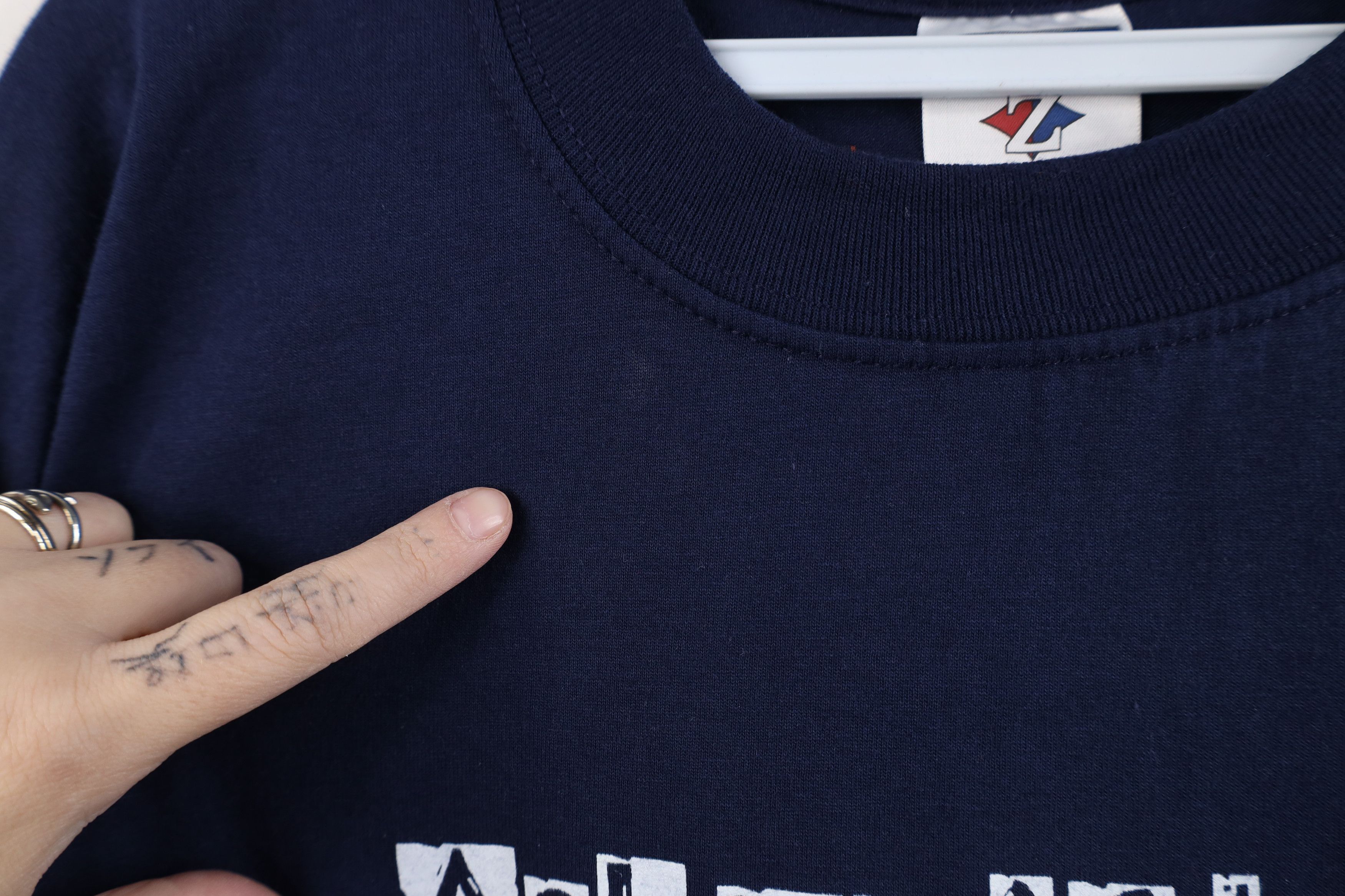 Vintage Vintage Y2K Streetwear Spell Ask Me If I Care T-Shirt Blue Size US XL / EU 56 / 4 - 5 Thumbnail