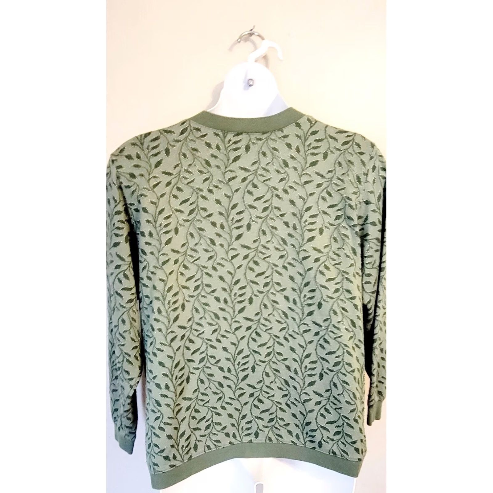 Vintage VINTAGE Cathy Daniels Cardigan Sweater 1X Green Knit Botanical Acrylic Polyester Button Ladies Size XL / US 12-14 / IT 48-50 - 2 Thumbnail