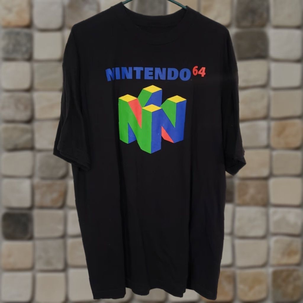 Nintendo Nintendo 64 Classic Logo Graphic T-Shirt, 2XL, Black, Men, Short Sleeve, Crew Neck, Cotton Polyester, Pre-Owned, Graphic Tee Size US XXL / EU 58 / 5 - 1 Thumbnail