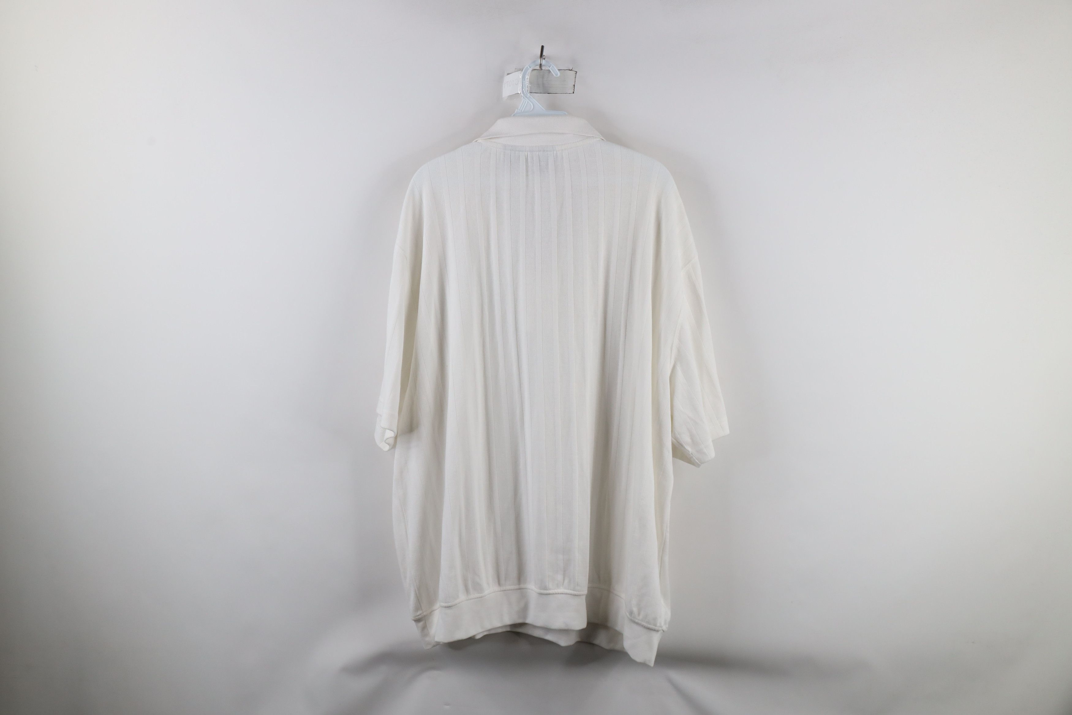 Vintage Vintage 90s Streetwear Half Zip Pullover Polo Shirt White Size US XXL / EU 58 / 5 - 6 Thumbnail