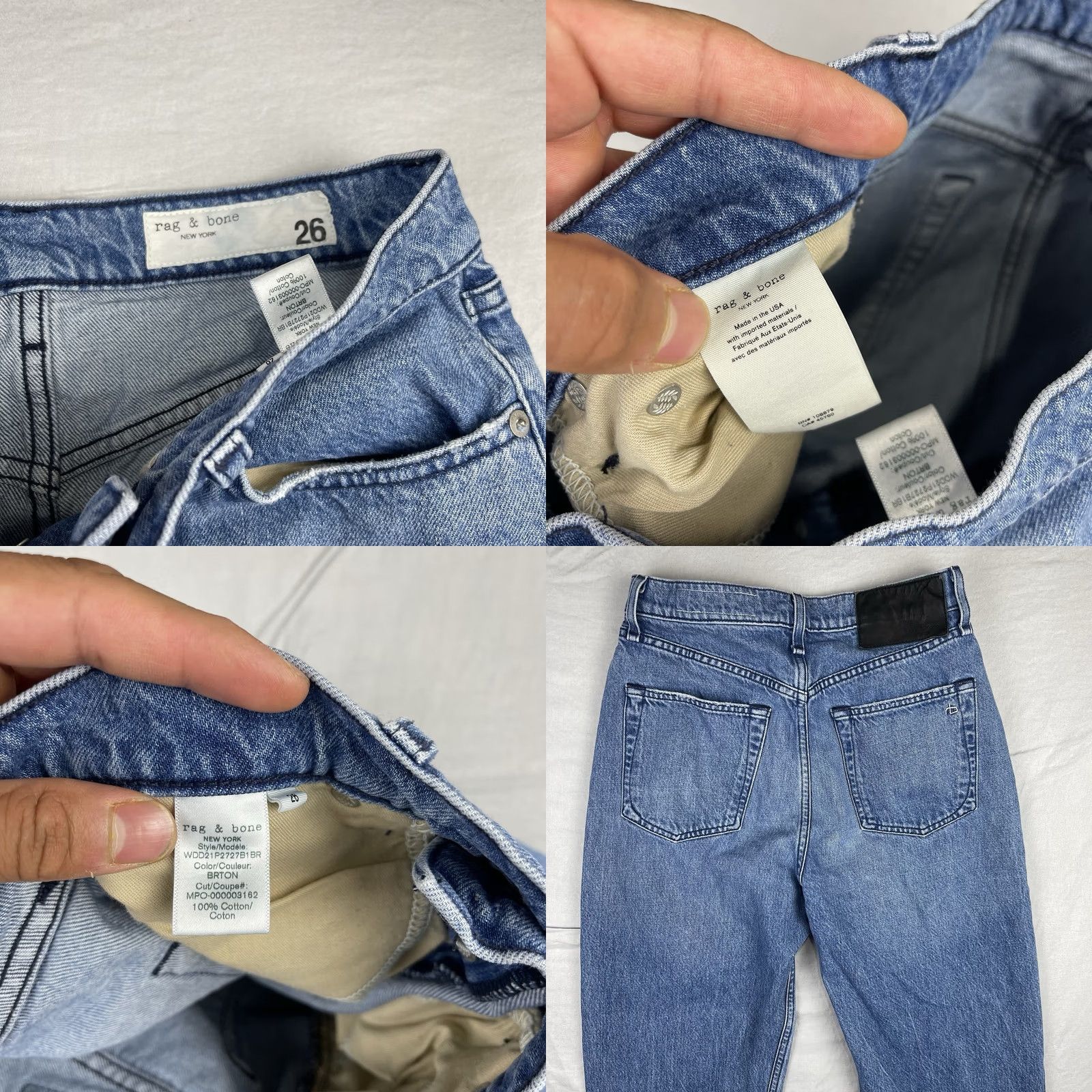 Rag & Bone rag & bone Jeans Womens 26 Blue 90s High Rise Brighton Button Fly Casual Jeans Size 26" / US 2 / IT 38 - 8 Thumbnail