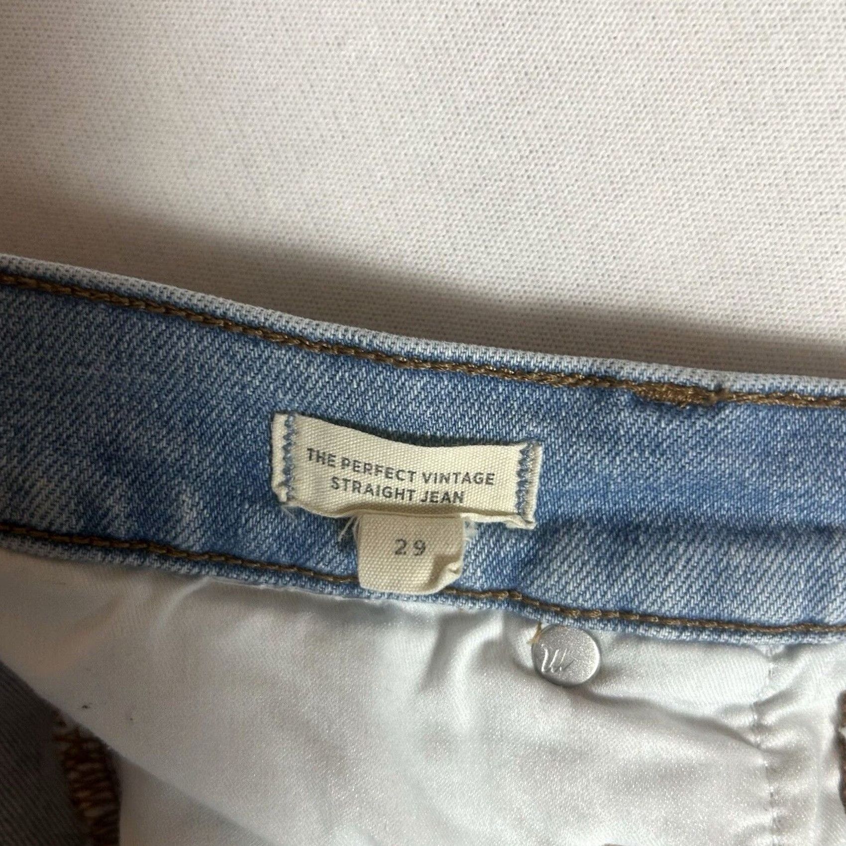 Madewell Madewell The Perfect Vintage Jeans Womens 29 Light Wash Straight Crop 90s Distressed Pockets Cotton Blend Jeans Womens Size 29" - 4 Thumbnail