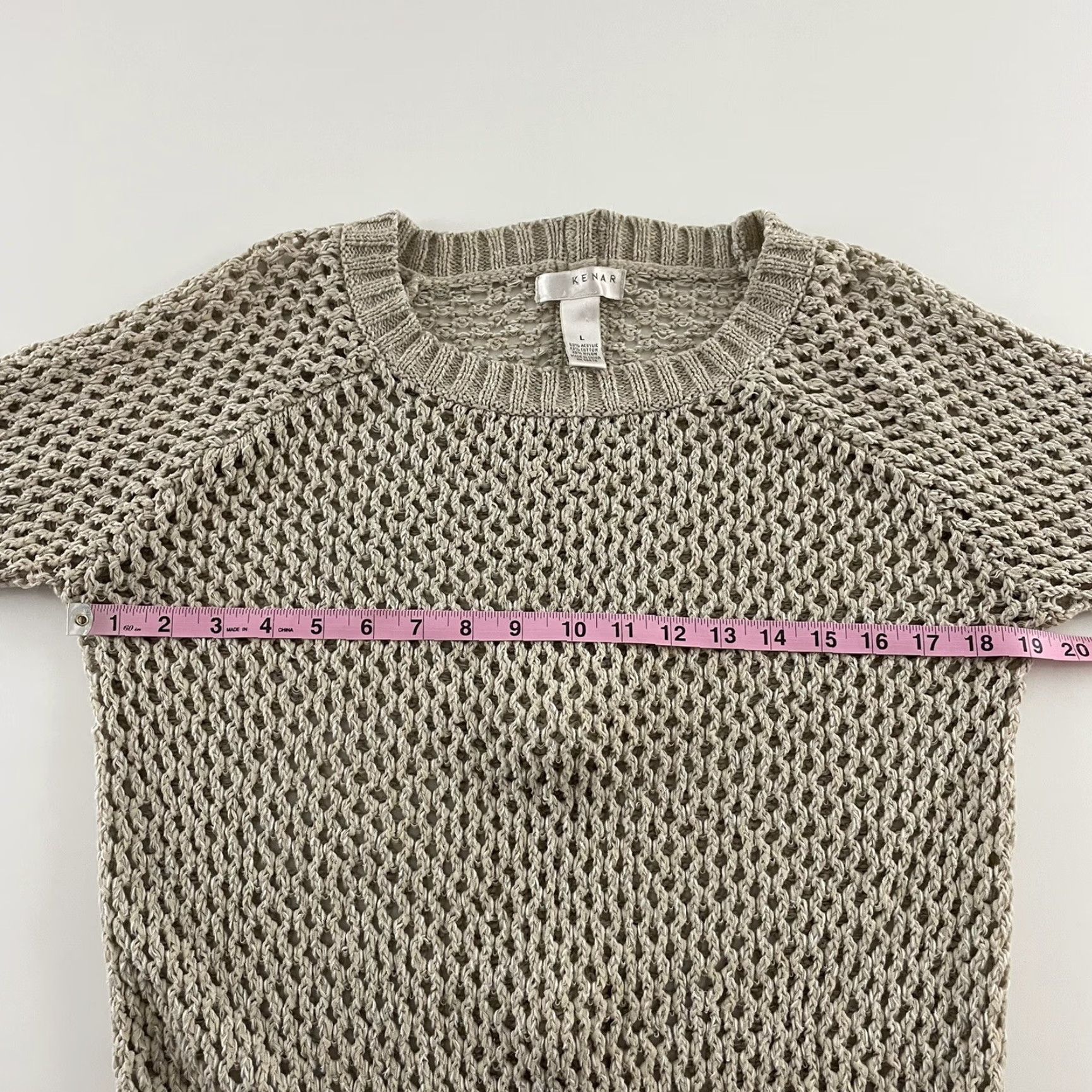 Vintage Kenar Pullover 3/4 Sleeve Beige Beige Acrylic Knit Sweater Women L Knit Pullover Size L / US 10 / IT 46 - 3 Thumbnail