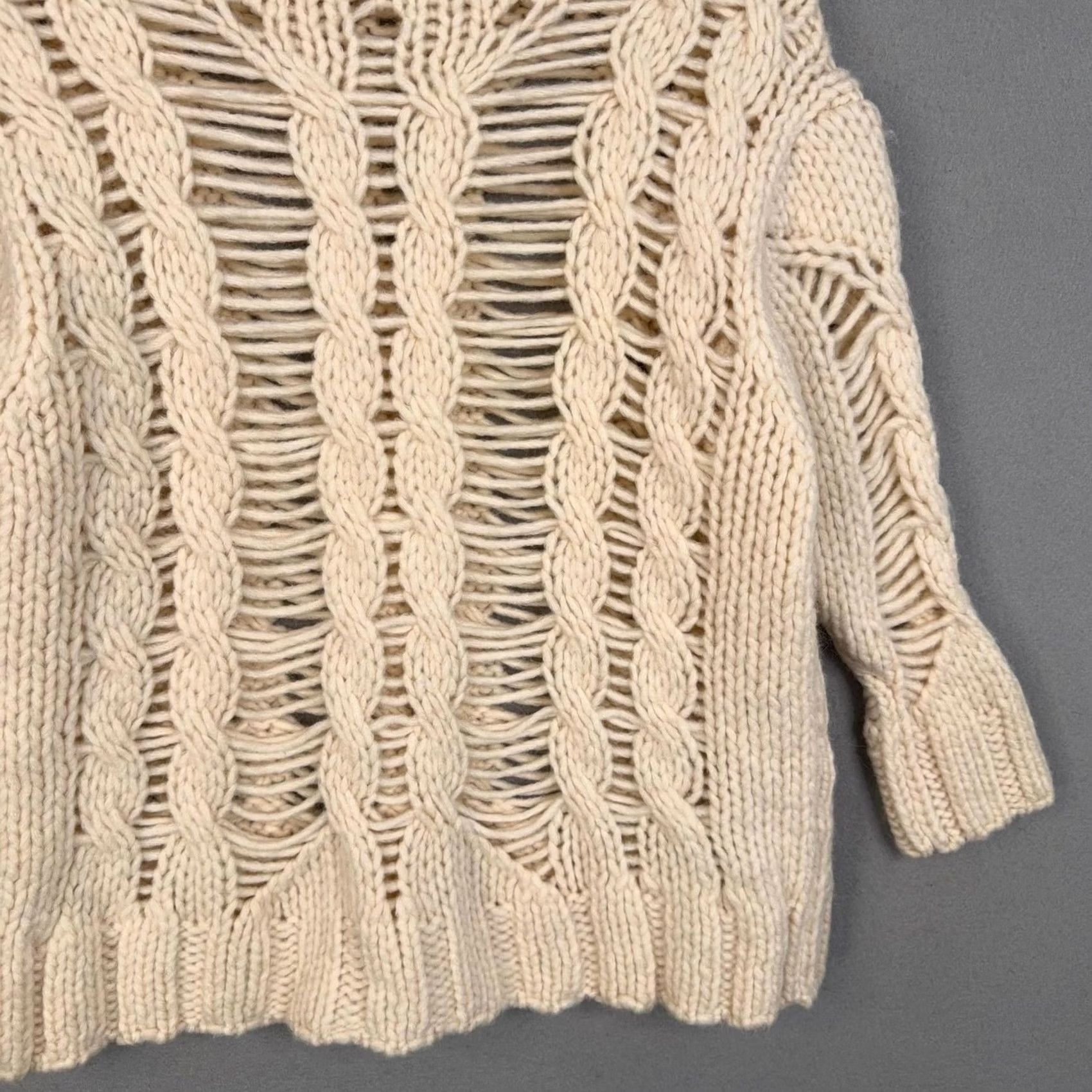 Zara Zara Sweater Womens Small White Open Cable Knit Turtleneck Chunky Pullover NWT Size S / US 4 / IT 40 - 3 Thumbnail