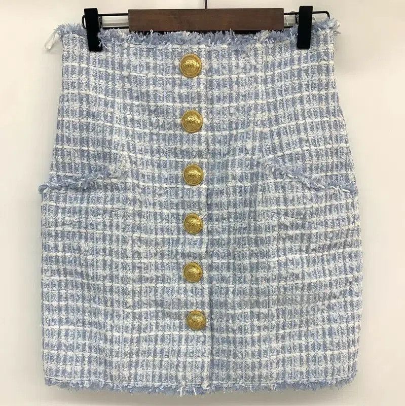 Balmain Balmain Blue Tweed Mini Skirt for Women . Size 24" / US 00 / IT 34 - 1 Thumbnail