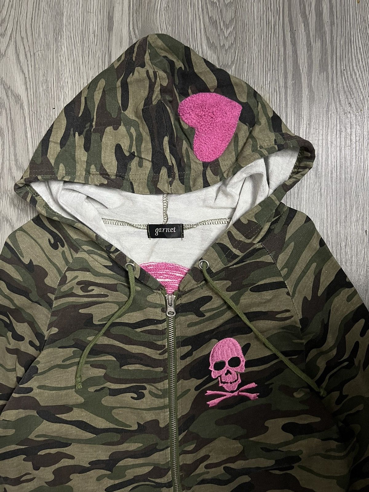 Japanese Brand Camo skull long hoodie zip up💗☠️ Size S / US 4 / IT 40 - 5 Thumbnail