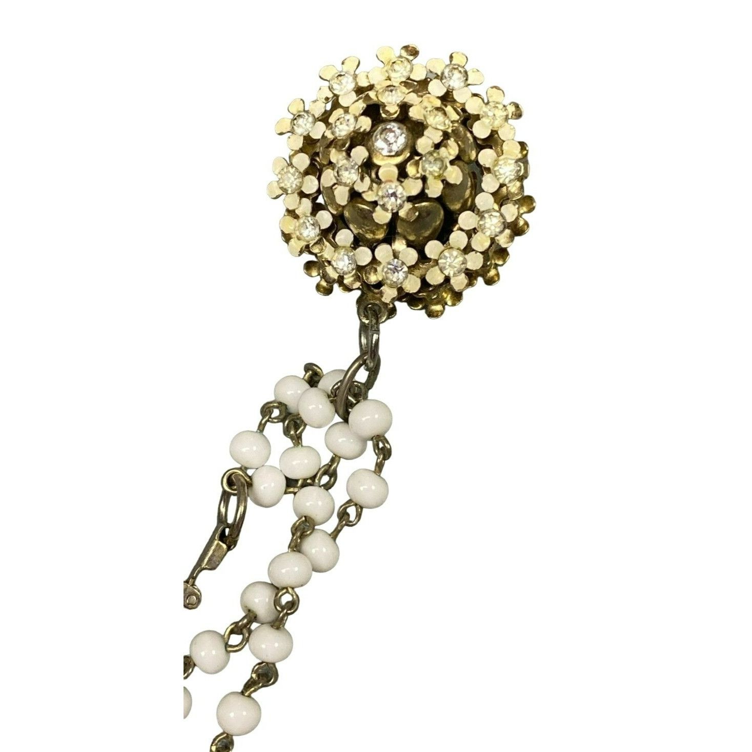 Other Vintage Kramer White Beaded Bracelet With Cream Daisy Floral Size ONE SIZE - 4 Thumbnail