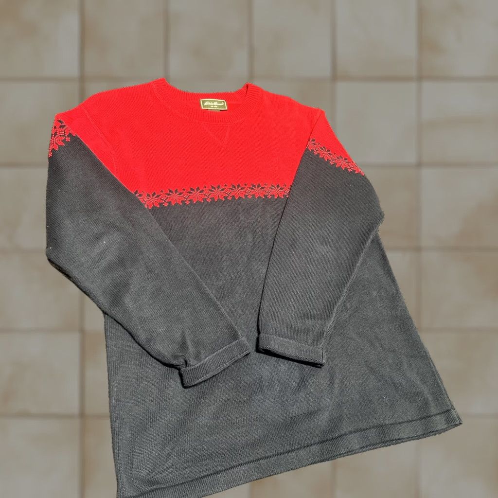 Eddie Bauer Eddie Bauer Sweater Pullover Women's S Long Sleeve Crew Neck Multicolor Color Block Japan | Colorful, Red Black Knit 100% Cotton Size S / US 4 / IT 40 - 1 Thumbnail