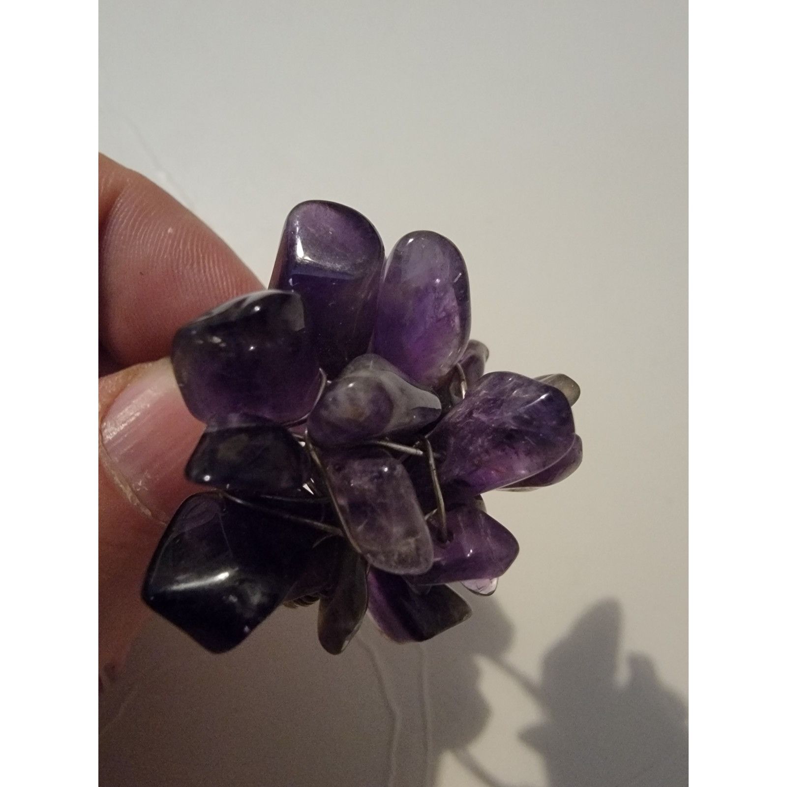 Other Vintage Amethyst Crystal Ring Cluster Chevron Purple Natura Size ONE SIZE - 5 Thumbnail