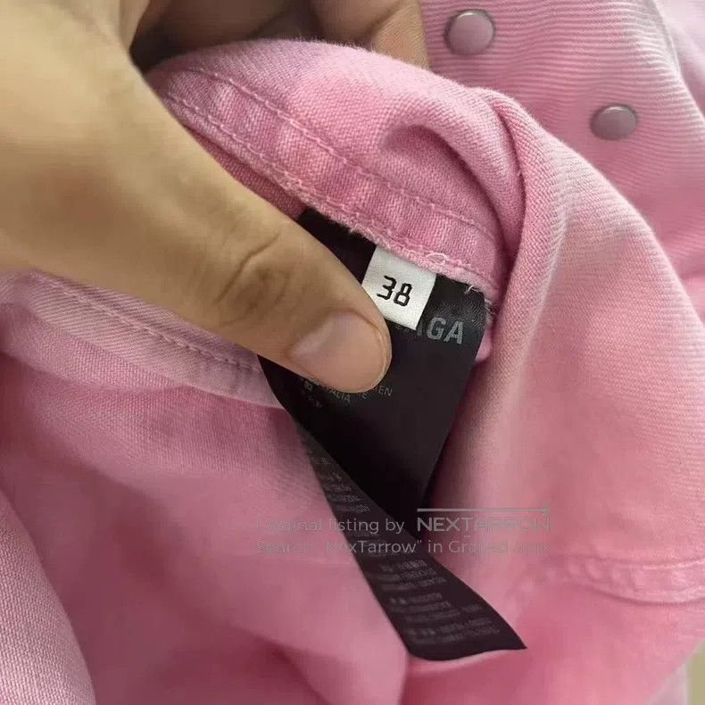 Balenciaga Balenciaga Chest Embroidered Letter Pink Denim Jacket Size XS / US 0-2 / IT 36-38 - 5 Thumbnail