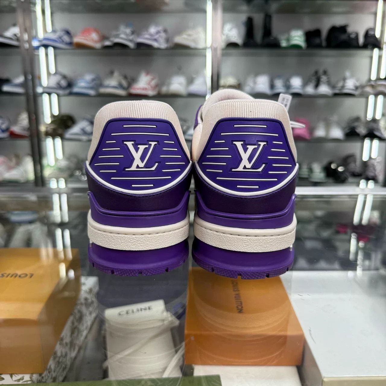 Louis Vuitton LV TRAINER White Purple Size US 11.5 / EU 44-45 - 6 Thumbnail