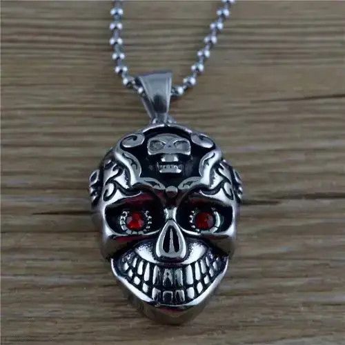 Jewelry Rock Punk Skull Necklace in Silver, Men's