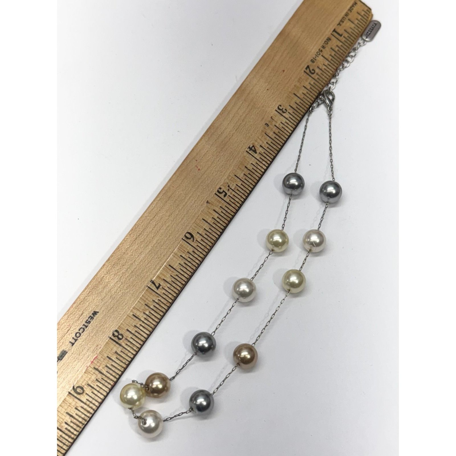 Other Kissaka silver chain faux pearl beaded collar necklace Size ONE SIZE - 4 Thumbnail