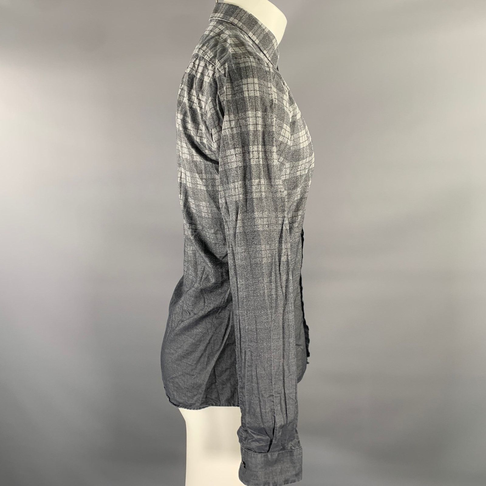 Hugo Boss HUGO BOSS Size M Grey Plaid Cotton Long Sleeve Shirt Size US M / EU 48-50 / 2 - 2 Thumbnail