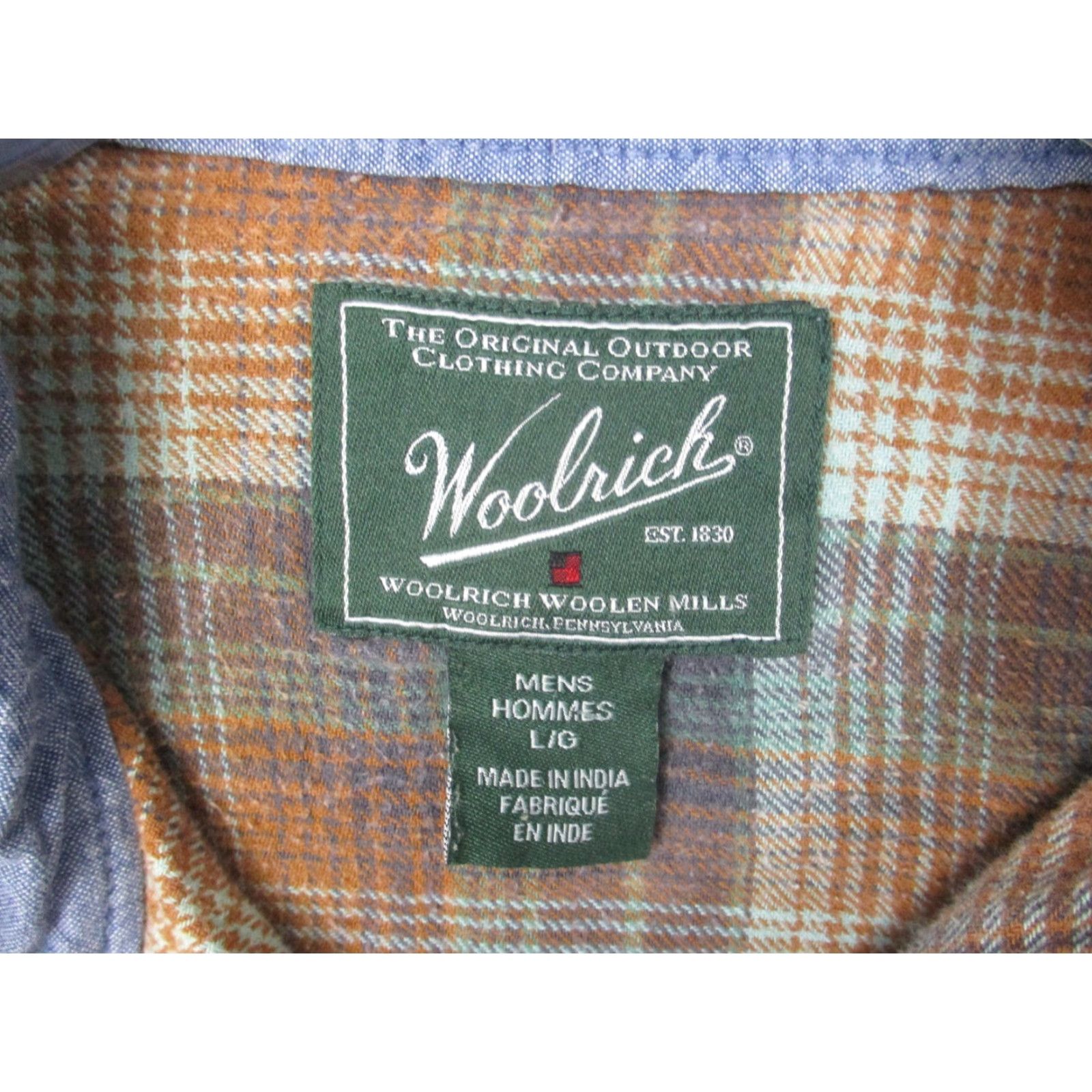 Vintage Woolrich Shirt Mens Large Orange Green Plaid Flannel Button Down Long Sleeve Size US L / EU 52-54 / 3 - 4 Thumbnail
