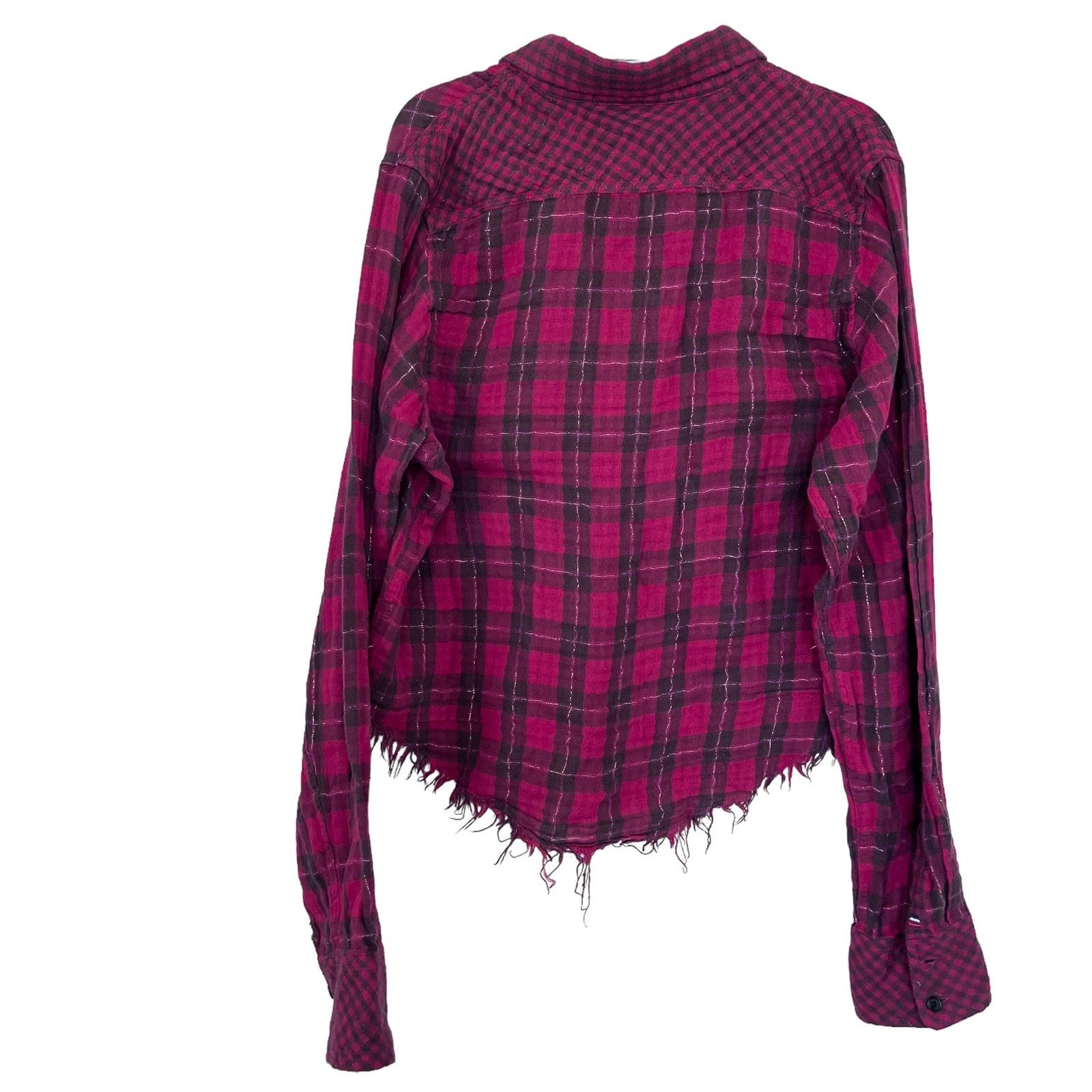 Other Etienne Marcel Greta Plaid Muslin Cotton Shirt Frayed Hem Size S / US 4 / IT 40 - 5 Thumbnail