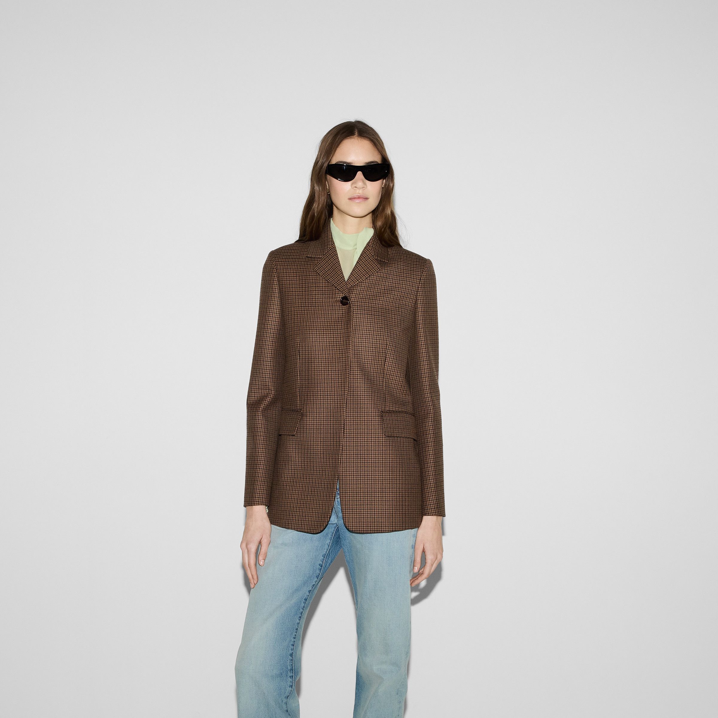 Gucci o1loc1c0226 803854 Houndstooth Wool Jacket With Embroidery Size L / US 10 / IT 46 - 3 Thumbnail