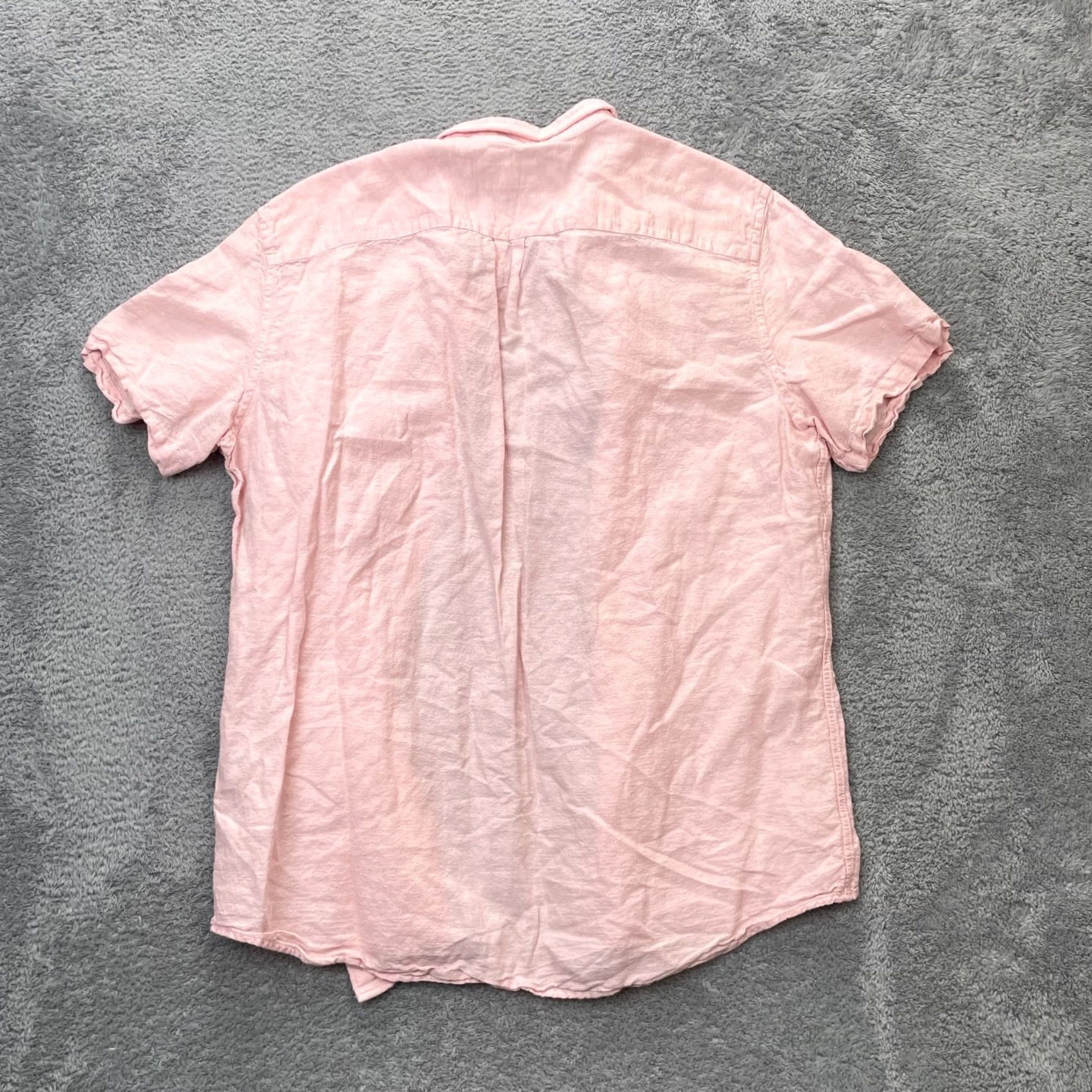 Gap Gap Shirt Mens Large Pink Linen Button Up Short Sleeve Collared Knit? Size US L / EU 52-54 / 3 - 2 Thumbnail