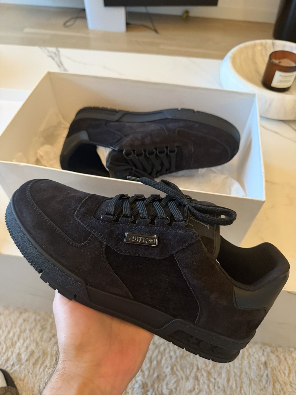 Louis Vuitton Louis Vuitton trainer sneakers Suede Black exclusive piece Size US 9.5 / EU 42-43 - 1 Thumbnail