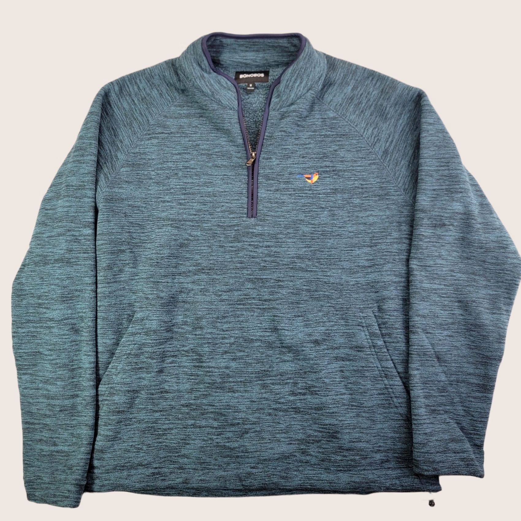 Bonobos Bonobos Sweatshirt Mens M Blue Mock Neck Half Zip Pullover Fleece with Pockets Logo Size US M / EU 48-50 / 2 - 1 Thumbnail