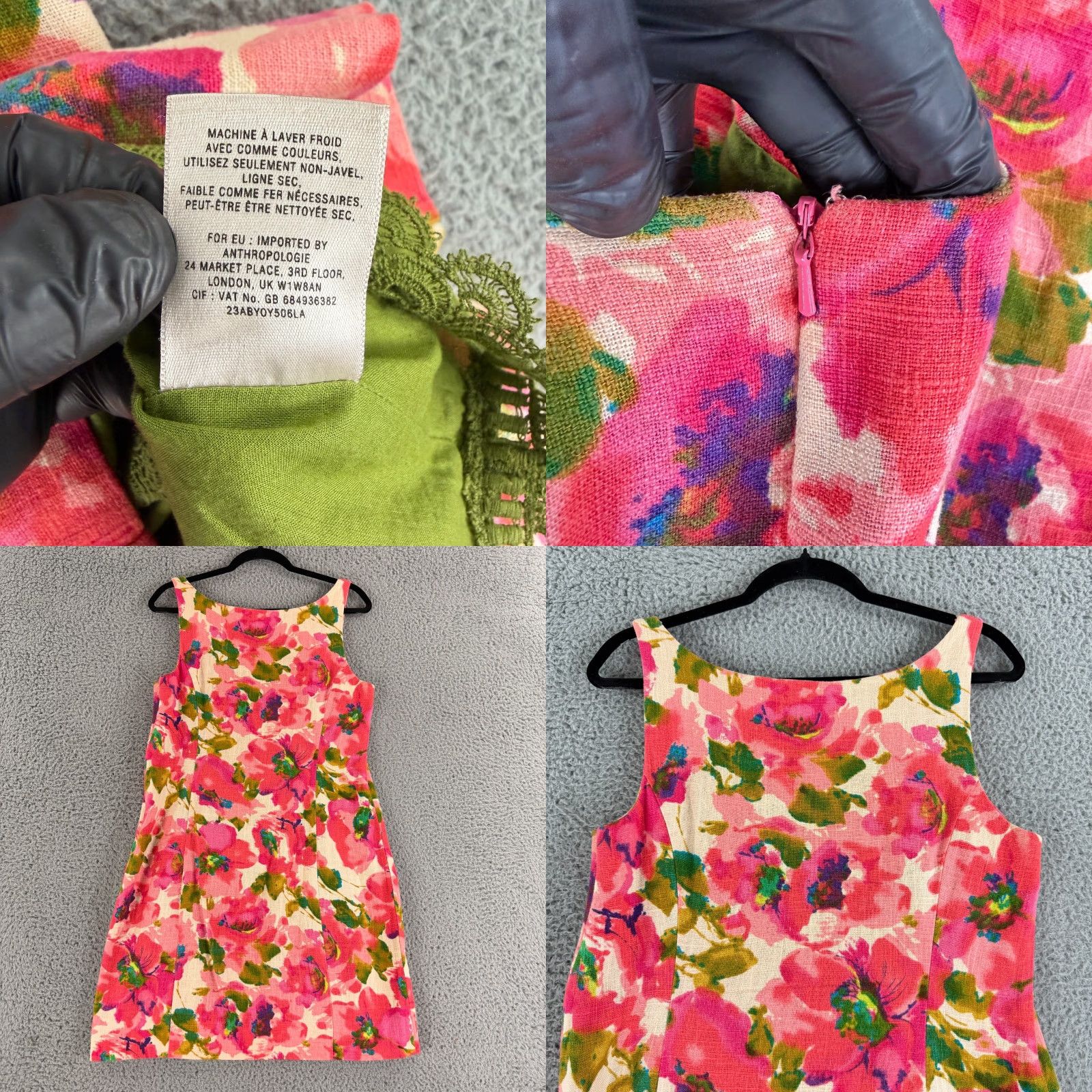 Anthropologie Anthropologie Postage Stamp Dress Womens Size 10 Pink Floral Linen Blend Lined Dress Size L / US 10 / IT 46 - 8 Thumbnail