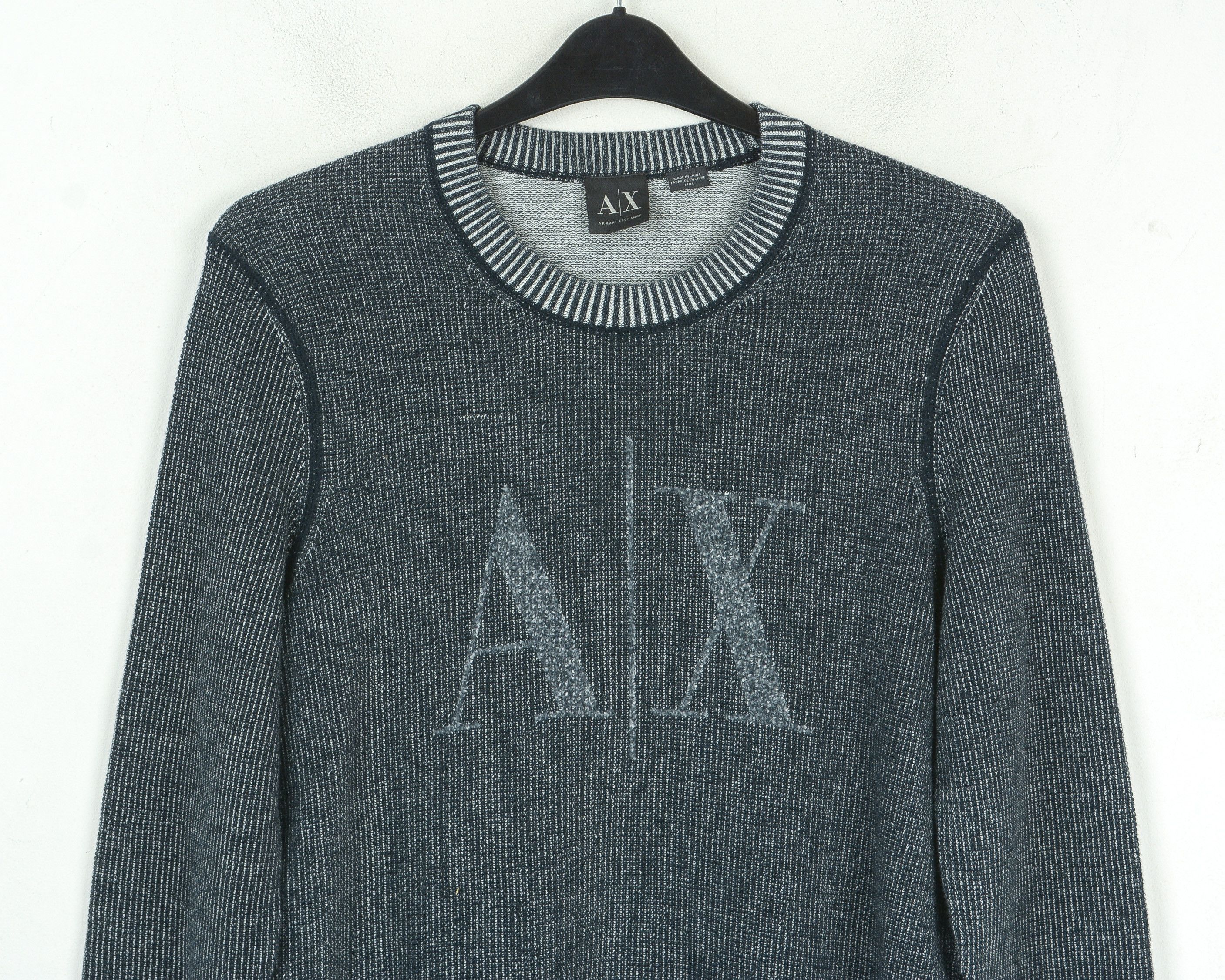 Armani Exchange M Sweater Jumper Grey Big Logo AX Pullover Top Sweatshirt Size US M / EU 48-50 / 2 - 2 Thumbnail