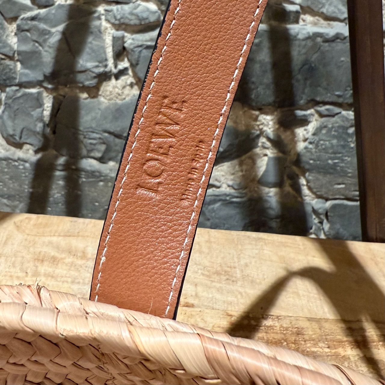 Loewe LOEWE Brown Leather Beige Raffia Medium Basket Tote Bag Size ONE SIZE - 10 Thumbnail