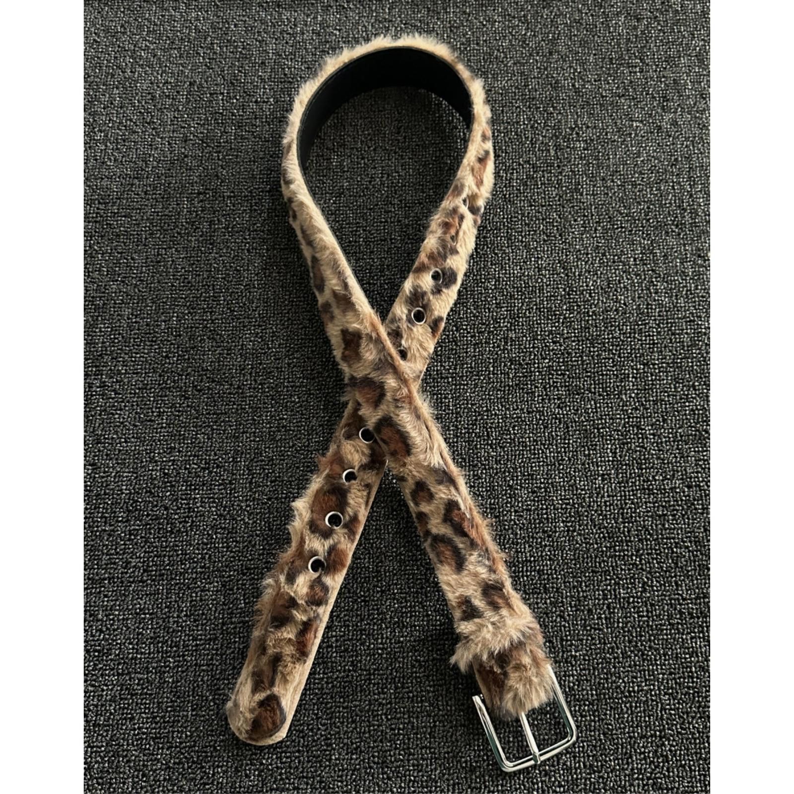 Vintage Chunky Leopard Plush Fur Thick Belt | Size ONE SIZE - 3 Thumbnail