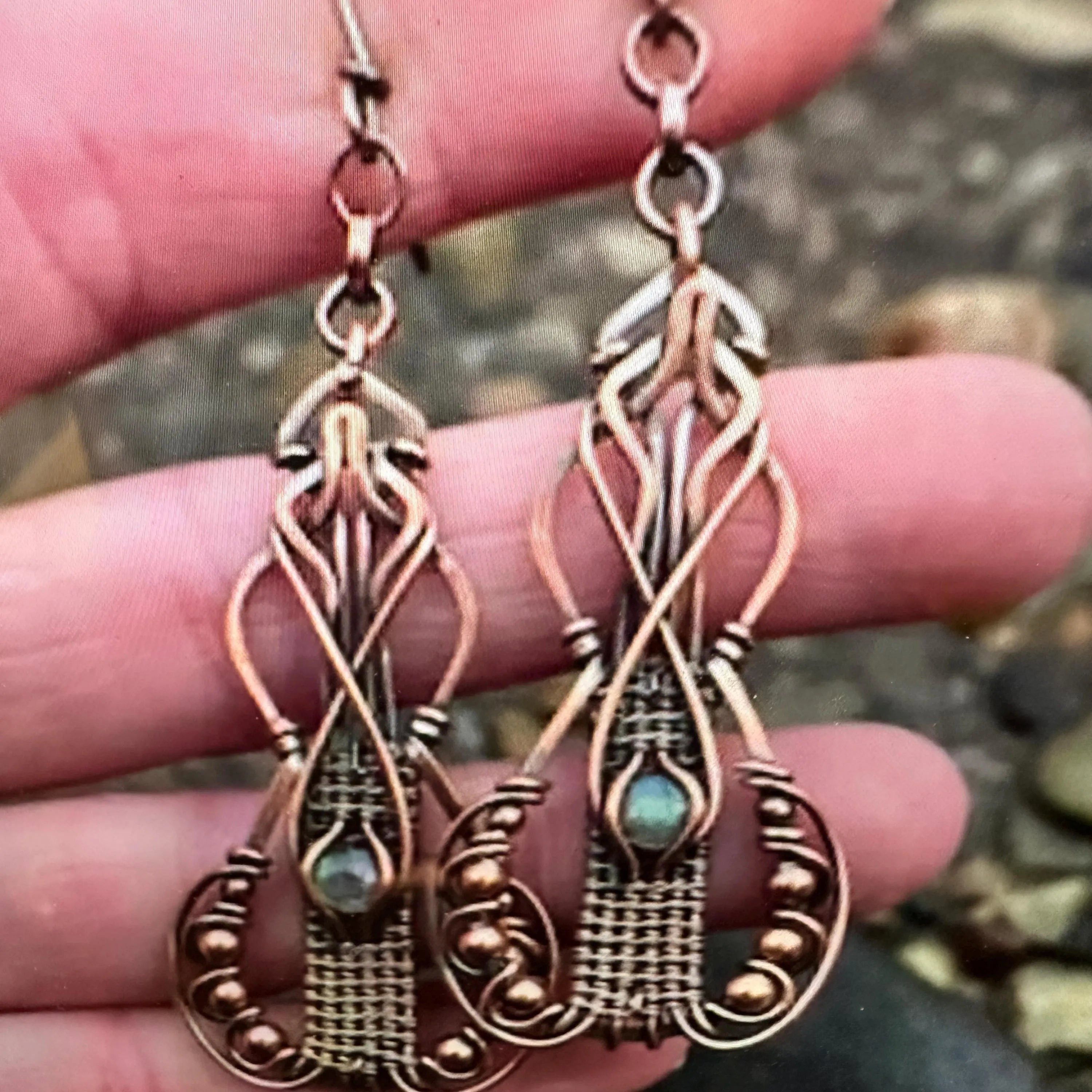 Other Handcrafted Bohemian Copper Wire-Wrapped Dangle Earrings,Lab Size ONE SIZE - 8 Thumbnail
