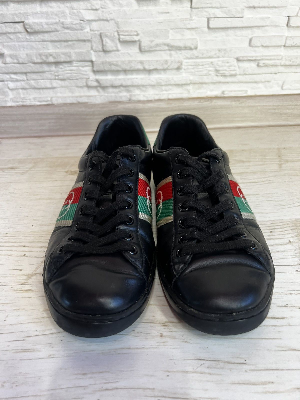 Gucci Gucci Ace Black Leather Sneakers 644749 Size 40 / US 7 Size US 7 / EU 40 - 2 Thumbnail