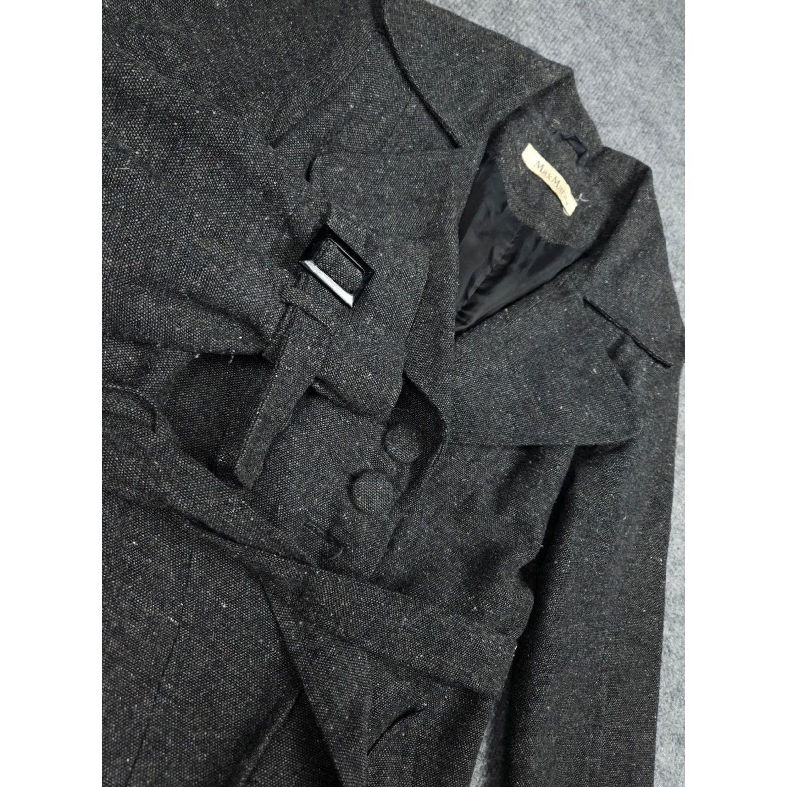 Max Mara VINTAGE? No — Max Mara Wool Trench Coat Women Medium Gray Tweed Belted Italy Mid Length Size M / US 6-8 / IT 42-44 - 3 Thumbnail