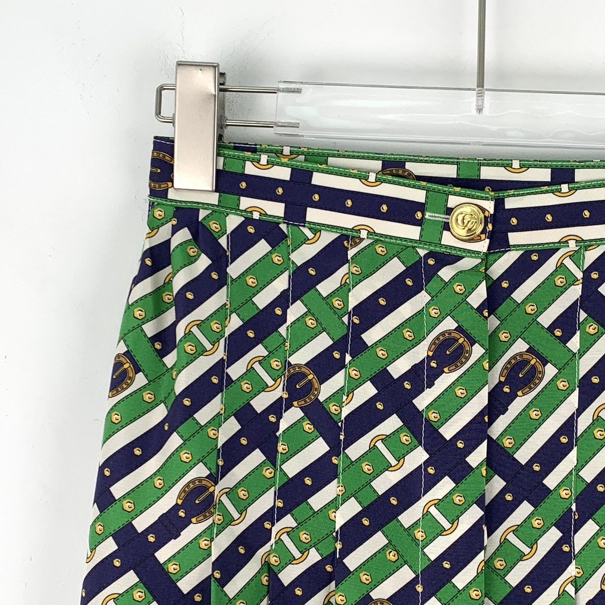 Gucci Gucci Green All-over Print Silk Long Casual Skirt K26WX Size 25" / US 0 / IT 36 - 3 Thumbnail