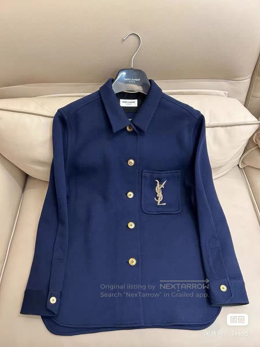 Saint Laurent Paris saint laurent blue embroidered shirt. Size US M / EU 48-50 / 2 - 1 Thumbnail