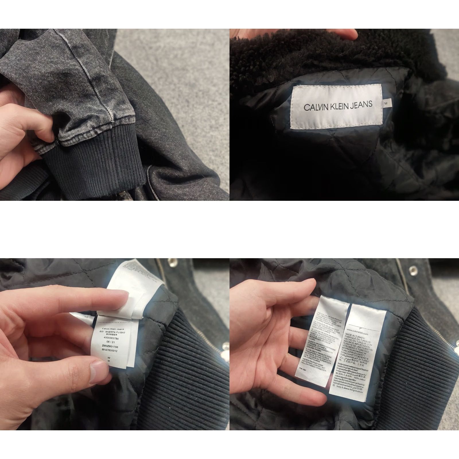 Calvin Klein Calvin Klein Jeans Sherpa Flight Bomber Jacket Denim Black Pocket Raf Style Size US 31 - 10 Thumbnail