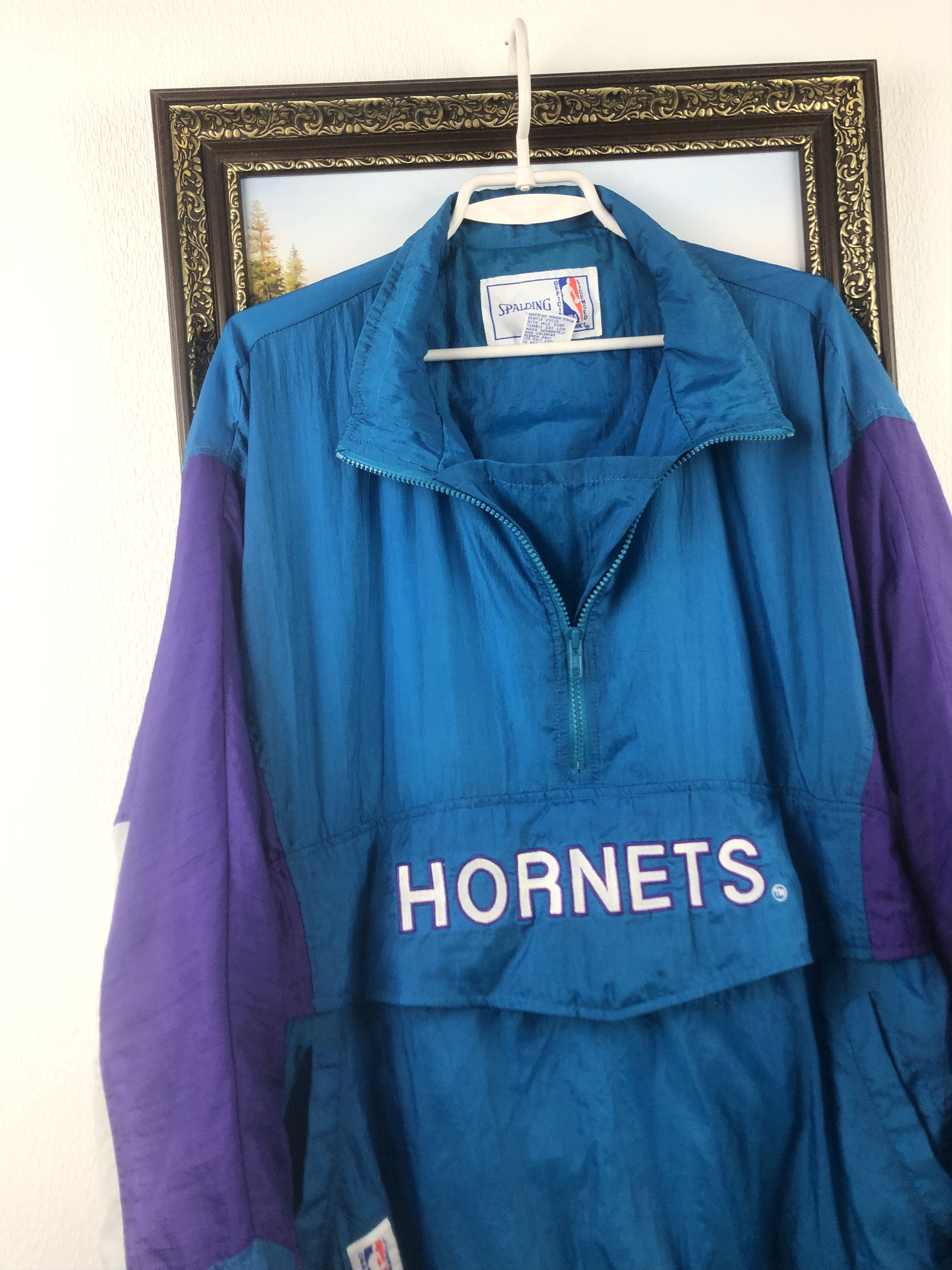 NBA Vintage 90's Charlotte Hornets NBA Spalding Jacket Blue Rare Size US XL / EU 56 / 4 - 8 Thumbnail