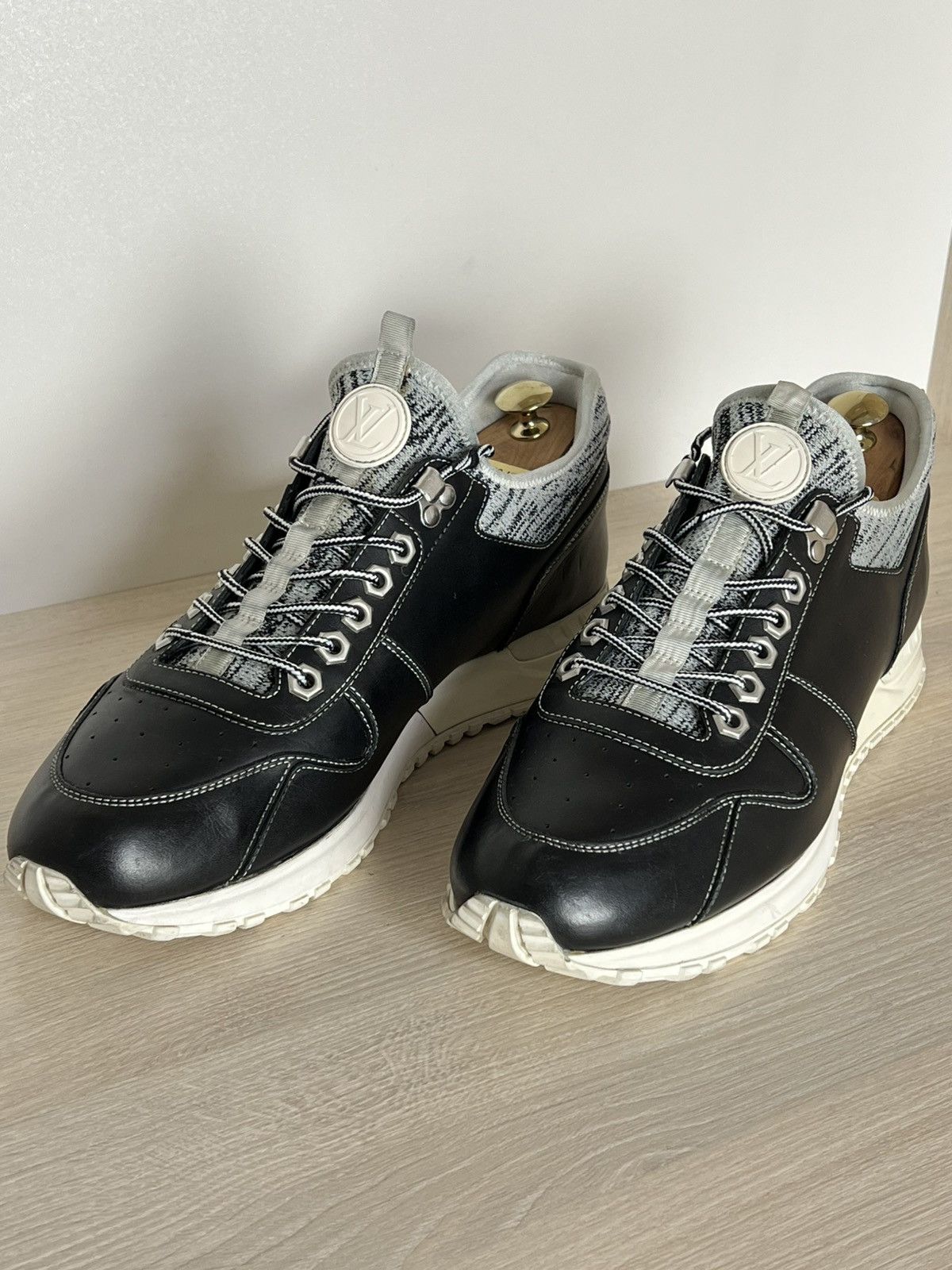 Louis Vuitton Louis Vuitton Black Leather Knit Technical Runner Sneakers Size US 8.5 / EU 41-42 - 2 Thumbnail