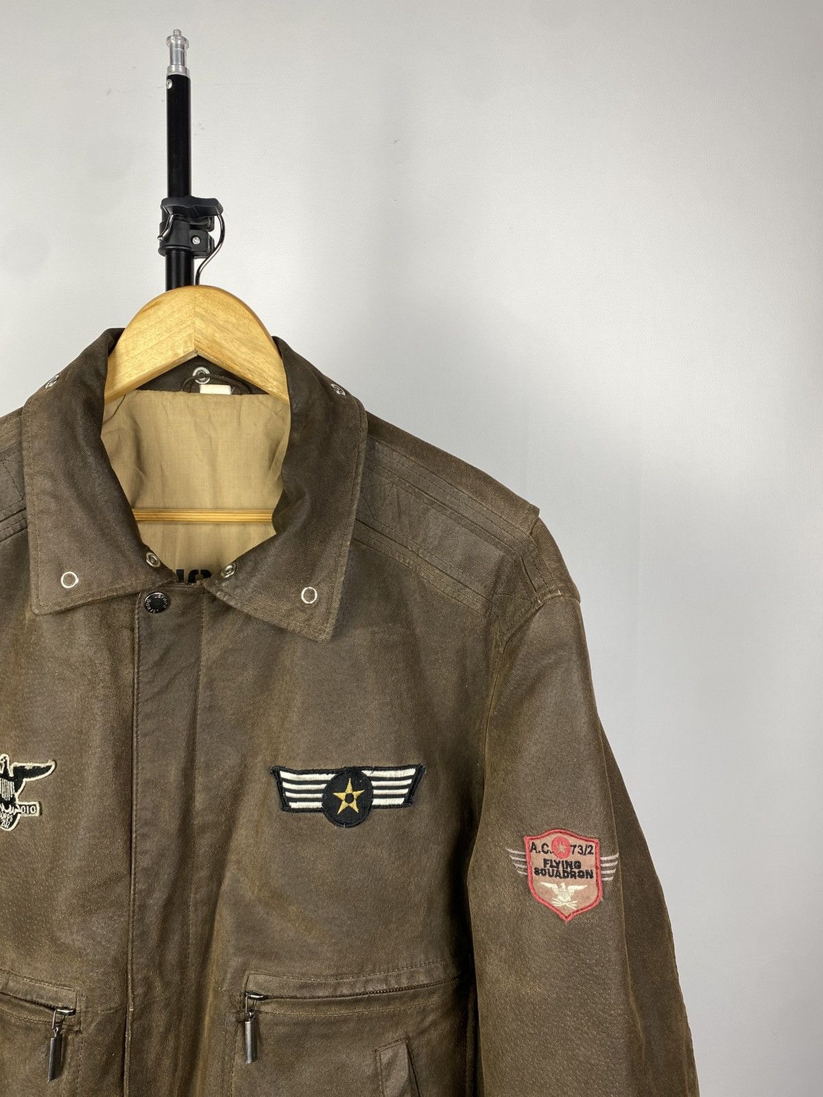 Vintage Vintage Leather Bomber Aviator Flight Jacket Schott Style Size US L / EU 52-54 / 3 - 4 Thumbnail