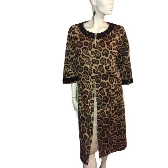 Vintage Newport News Women’s Jeweled Leopard Print 3/4 Sleeved Coat Size S / US 4 / IT 40 - 1 Thumbnail