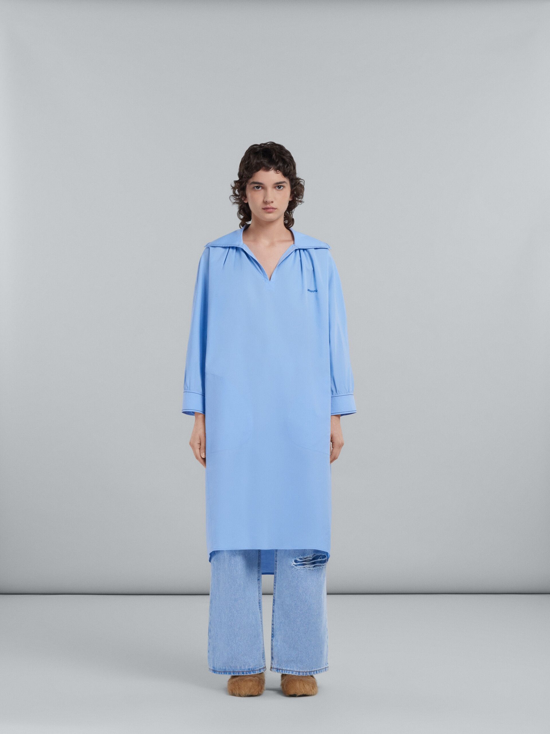 Marni o1f1d3z0525 Bio Cotton Dress in Blue Size S / US 4 / IT 40 - 2 Thumbnail